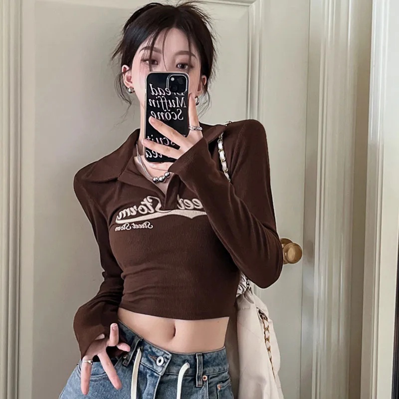 Áo Thun phông croptop Mới Áo Thun Lửng Tay Dài Thời Trang Quyến Rũ Cho Nữ áo dài tay sơ mi áo baby tee