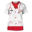 GC1 Y Tá Bác Sĩ Cosplay 3d Áo Thun Unisex Tay Ngắn Top Đồng Phục Cảnh Sát COS Casual Bông Tai Kẹp Plus Kích Thước Tee GC1