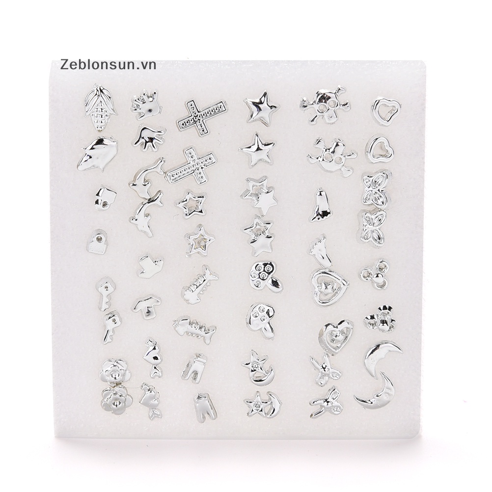 (Mới) Set 24 Đôi Bông Tai Nhựa Mạ Bạc Thời Trang Bán Sỉ