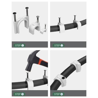 VOIDLESS 100 Kẹp Cáp, Treo Tường Ống PVC Vòng Tròn Kẹp Tường, Cố Định Bền Hình Chữ U Kẹp Dây Quản Lý Nhà