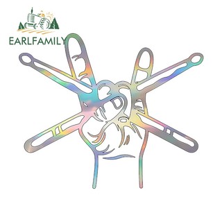 EARLFAMILY 13cm Trống Xe Miếng Dán Tóc Nâu Người Cắm Trại Ngộ nghĩnh Dán Xe Ô Tô Điều Hòa Chống Thấm Nước Chống Trầy Xước Decal Kính Chắn Gió Phụ Kiện Xe Hơi