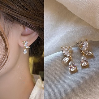 Mới Bông Tai Hình Giọt Nước Đính Đá zircon Phong Cách Hàn Quốc