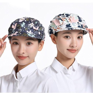 [Còn hàng] Mũ làm việc chống bụi NOOKSTORY, Mũ đầu bếp dịch vụ thực phẩm bằng vải Cotton, Băng đô làm việc bằng vải in tóc dành cho nữ