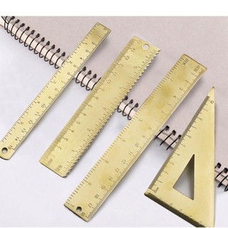 Risedot Thước Kẻ Vẽ Đánh Dấu Trang Sách Hình Tam Giác Bằng Đồng Thau Thẳng Màu Vàng Kim Cổ Điển Dùng Trong Trường Học / Văn Phòng