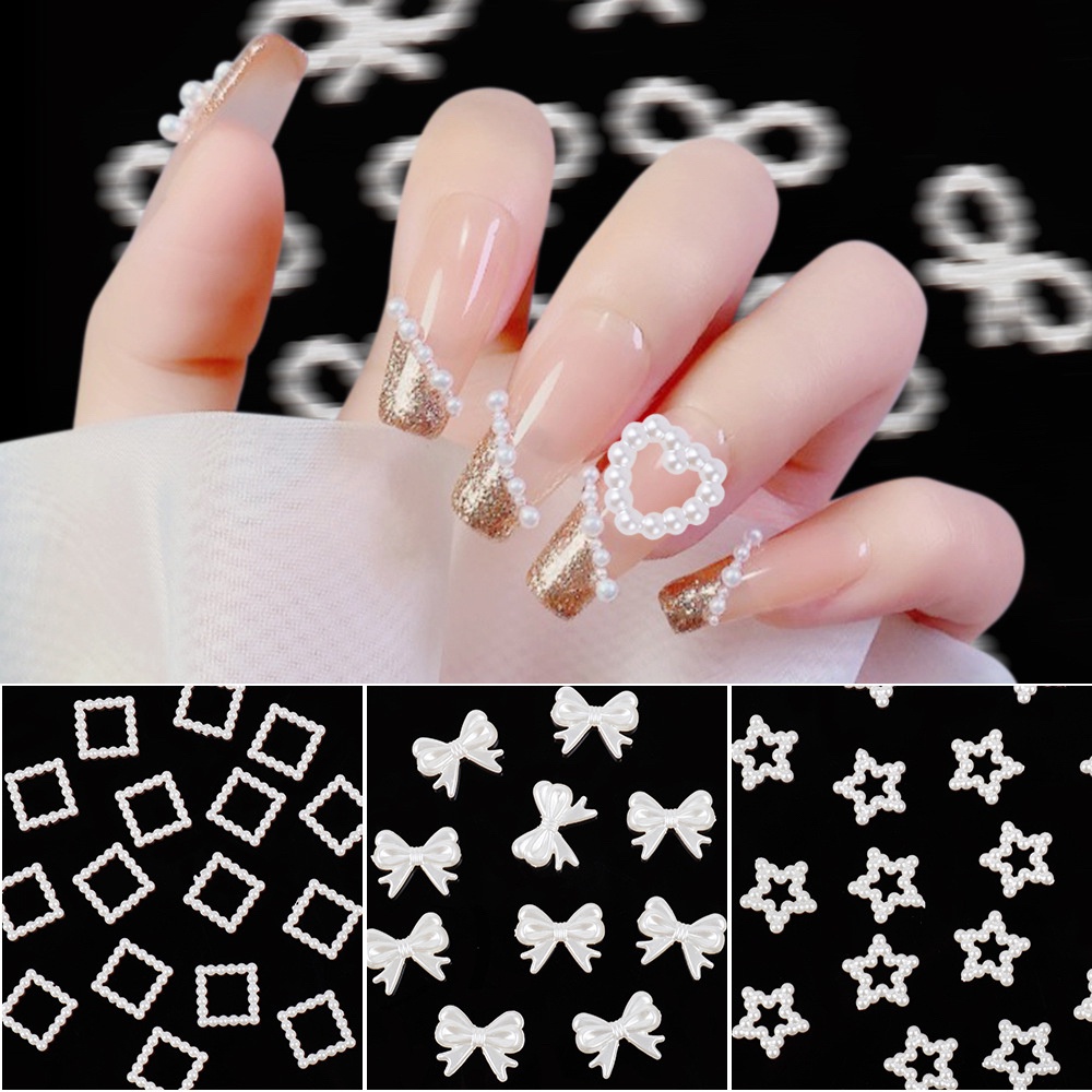 Túi 5/10 Hạt Charm Phụ Kiện Hình Trái Tim, Ngôi Sao, Nơ Đính Kẹp Tóc ANGIHOME