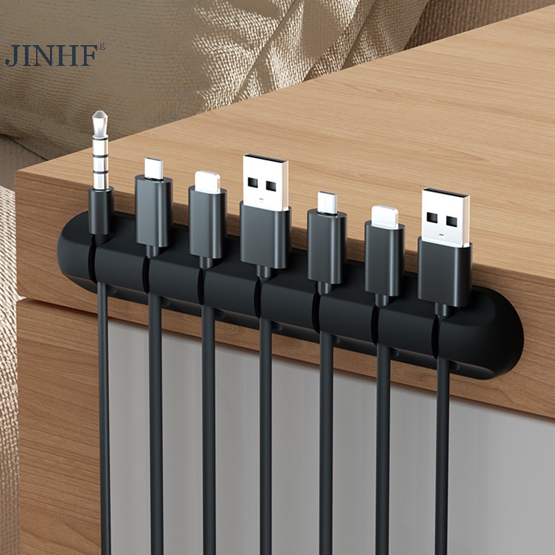 Jinhf Kẹp Silicon Cố Định Dây Cáp usb Linh Hoạt Bảo Vệ Tai Nghe Chuột Bàn Phím
