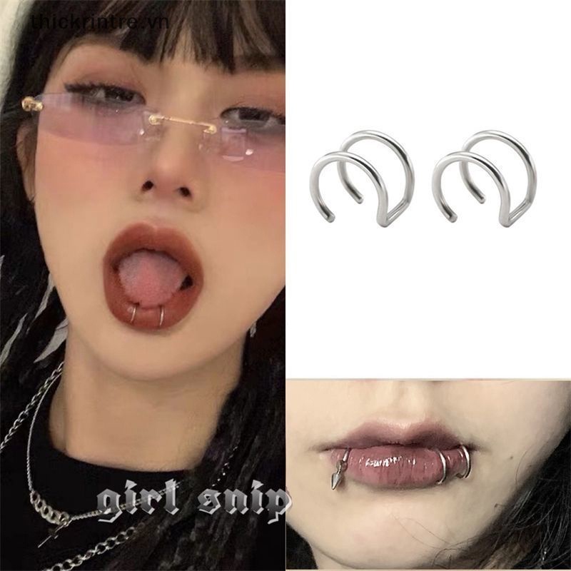 Th Thời Trang Khuyên Kẹp Tai Kẹp Môi Bằng Thép Titan Đa Năng Phong Cách punk hip hop Cá Tính Không Xỏ Lỗ Cho Nam Và Nữ vn