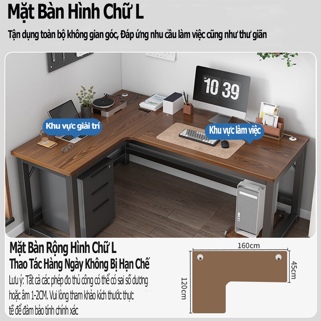 SUNNY Bàn làm việc,Bàn L chắc chắn bền bỉ để PC máy tính cây  khung thép lớn sơn tĩnh điện uốn hiện đại