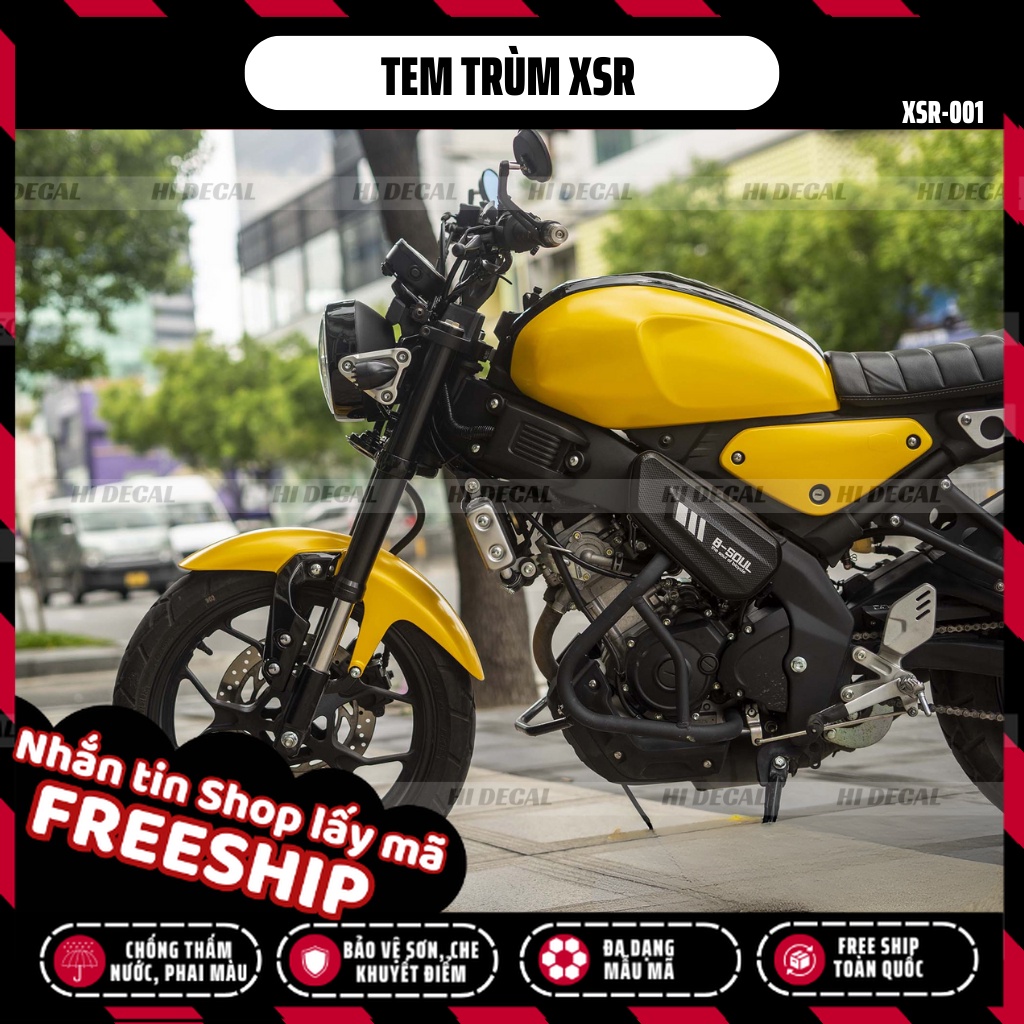 Tem XSR 155 màu vàng | XSR-001 | Decal tem trùm dán xe XSR, decal cao cấp chống nước, chống phai màu