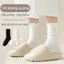 Vớ cotton cổ cao màu trắng đen đơn giản thời trang thu đông