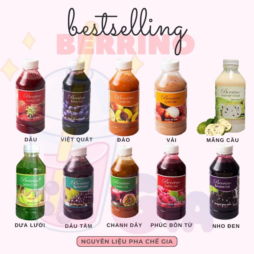 Sinh tố Berrino chai nhựa 1L (đủ mùi)