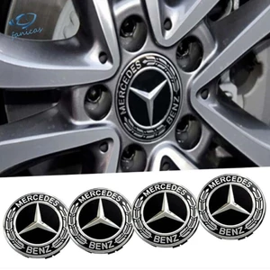 Set 4 Nắp Đậy Trục Bánh Xe 75mm In Logo Trang Trí Cho Mercedes Benz