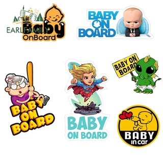 EARLFAMILY 13cm Bé Trên Tàu Dán Xe Hoạt Hình Anime Đề Can Bé Trong Xe Tạo Kiểu Kính Chắn Gió Phía Sau Thân Trang Trí JDM Chống Thấm Nước