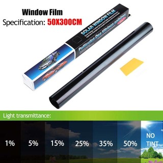 SOULSPACE 1 Cuộn 50x3m Giấy Dán Xe Hơi, Tấm Che Nắng Nhiệt UV Khối Cửa Sổ Tint Phim, VLT Chống Trầy Xước Màu Đen Bền Đẹp 1% -50% Kính Chắn Gió