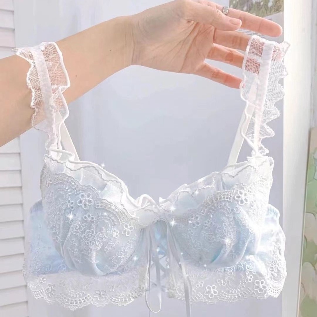 Áo Ngực Không Gọng Phối Dây Ruy Băng Phong Cách Nhật Bản Quyến Rũ Cho Nữ