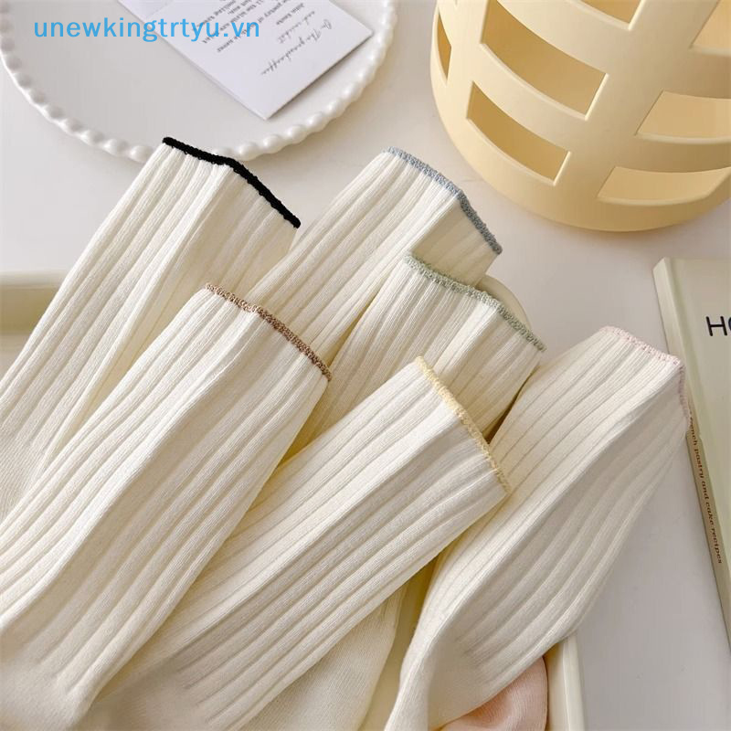 Vớ Cotton Dài Màu Trơn Đơn Giản Phong Cách Harajuku Nhật Bản Cho Nữ