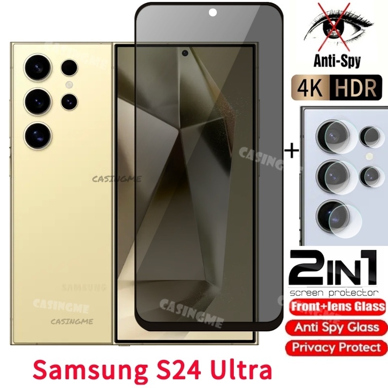 Samsung S26 Ultra 2024 Full Cover Bảo Vệ Màn Hình Riêng Tư Chống Gián Điệp Cho Samsung Galaxy S25 Ultra S24 24S SamsungS24Ultra S 24 Plus + Ultra 5G Kính Cường Lực Chống Peek Phim Riêng Tư