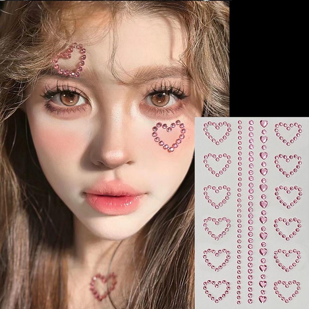 CAST Mặt Trang Sức Miếng Dán, Bướm Hoa Ngôi Sao Trái Tim Dính Đá Quý Miếng Dán, Trang Trí Mặt Thời Trang Trang Trang Điểm Cơ Thể Phấn Mắt Miếng Dán Bé Gái