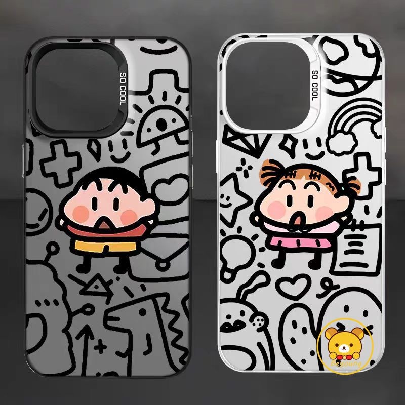 Ốp điện thoại mờ Crayon Shin-chan dễ thương cho iPhone 16 Pro Max 16 15 Plus 14 Plus 15 14 Pro Max 13 Mini 13 Pro Max Vỏ hoạt hình vui nhộn Vỏ cứng chống rơi