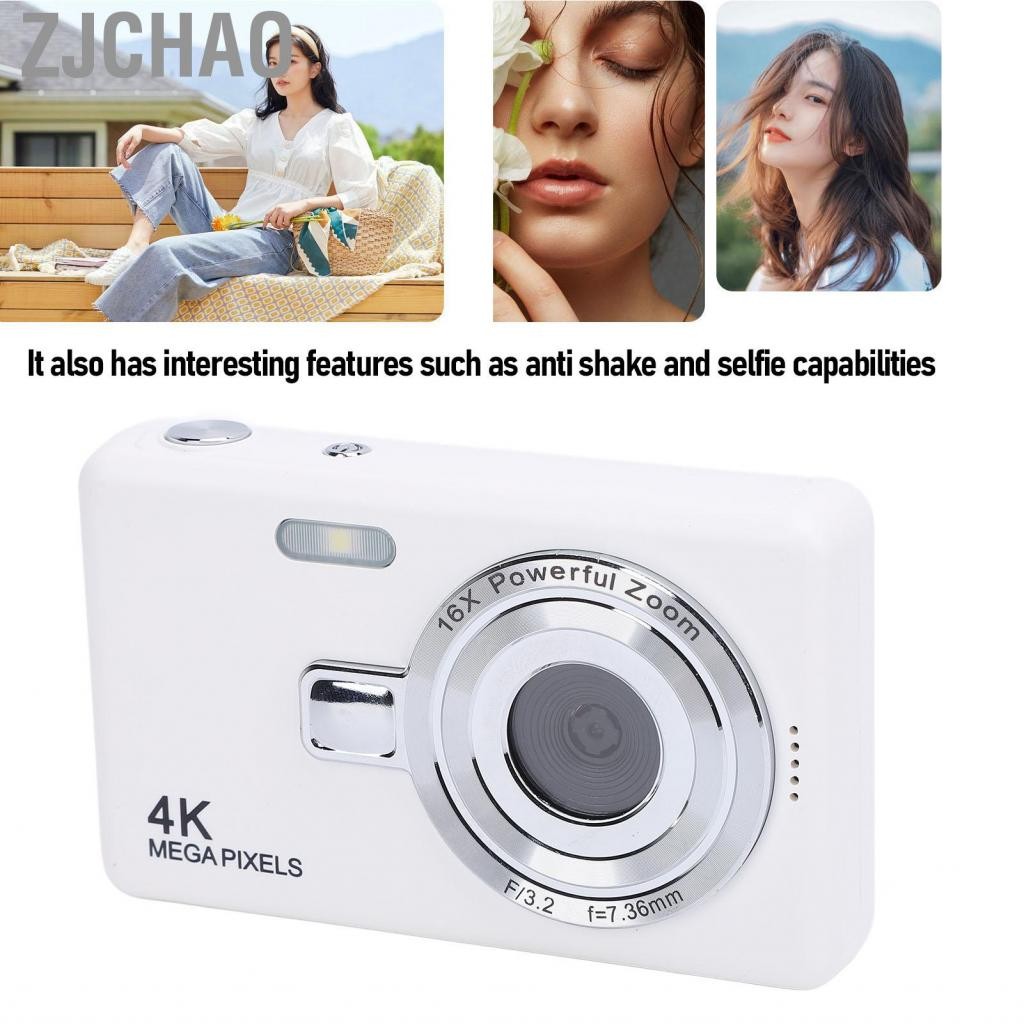 Zjchao Máy ảnh kỹ thuật số Fockety 50MP 2.4in 4K HD Màn hình 1080p 180 ° Flip Video 16x Zoom Anti Shake USB Kids Camcorder Di động Mini cho sinh viên Quà tặng thanh thiếu niên