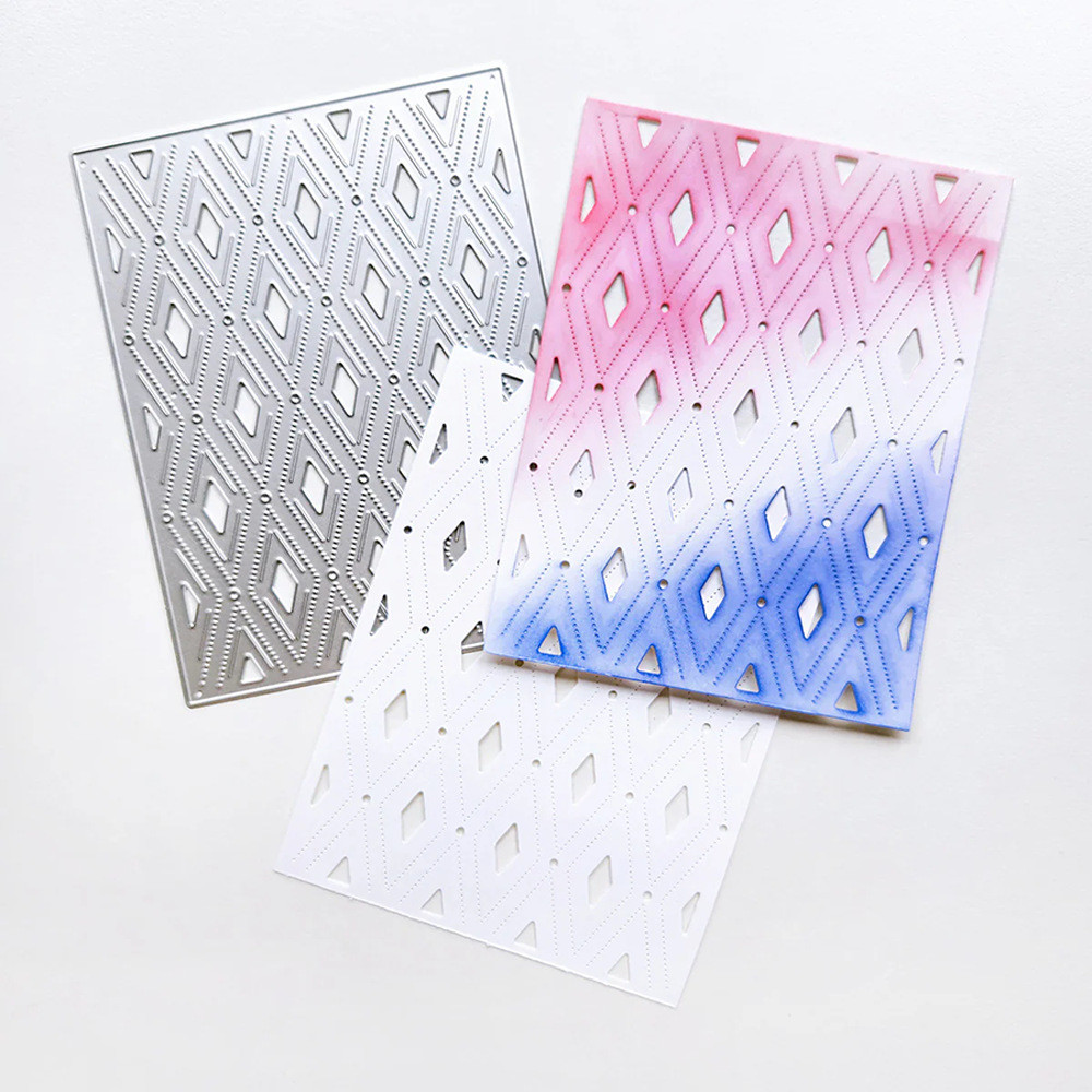 Họa Tiết Kim Cương Nền Sổ Lưu Niệm Kim Loại Thép Carbon Khắc Khuôn DIY Cắt Dập Nổi Mẫu 7130