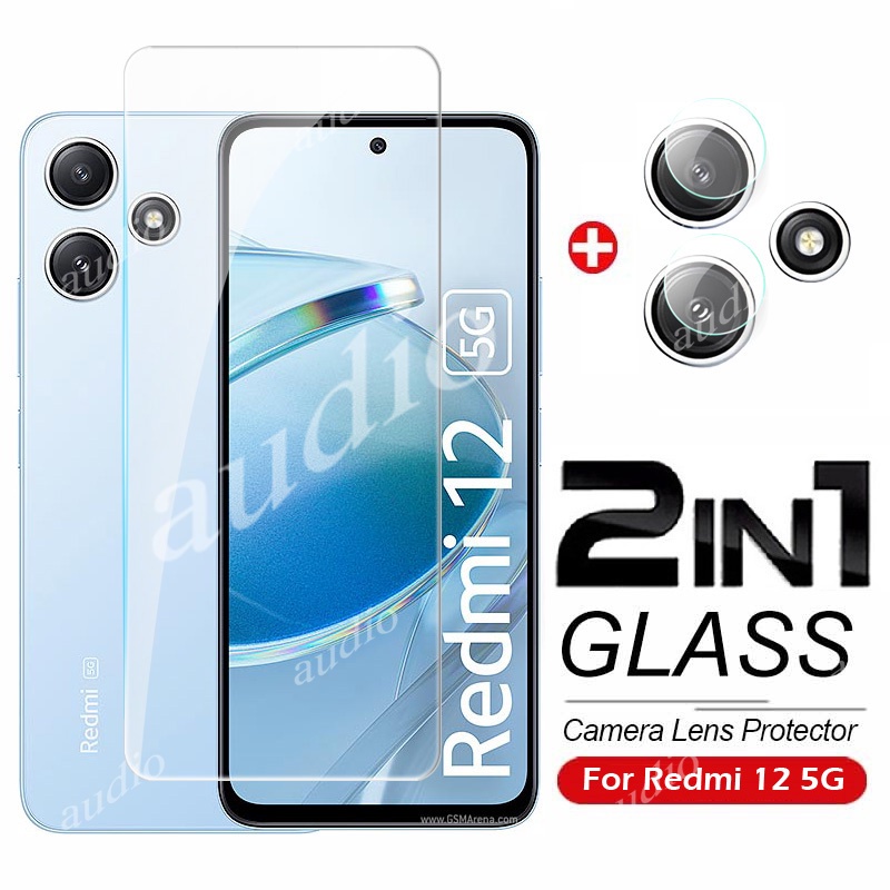 Phim bảo vệ toàn màn hình kính cường lực 2In1 có bảo vệ ống kính máy ảnh cho Redmi 13 12 5G 4G 2024 Vỏ bảo vệ màn hình điện thoại cho Redmi13 Redmi12 Redmy Redme 13 12 5G 4G