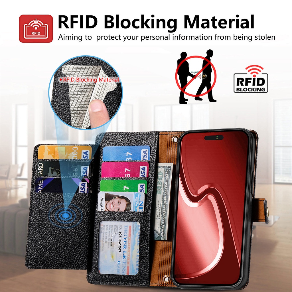 Bao Da Điện Thoại pu Dạng Ví Có Dây Kéo Và Ngăn Đựng Thẻ Cho iphone 13 12 mini 15 14 11 pro xs max xr x 7 8 plus Ốp