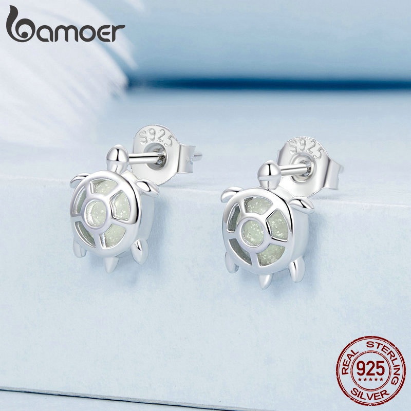 Bamoer Bông Tai Bạc 925 Hình Tam Giác / Trái Tim Đơn Giản Thời Trang Cho Nữ