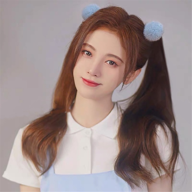 Coo 2 Chiếc Dễ Thương Pompoms Dây Buộc Tóc Cho Nữ Đuôi Ngựa Giá Đỡ Dễ Thương Scrunchies Nhiều Màu Sắc Lông Tóc Dây Buộc Tóc