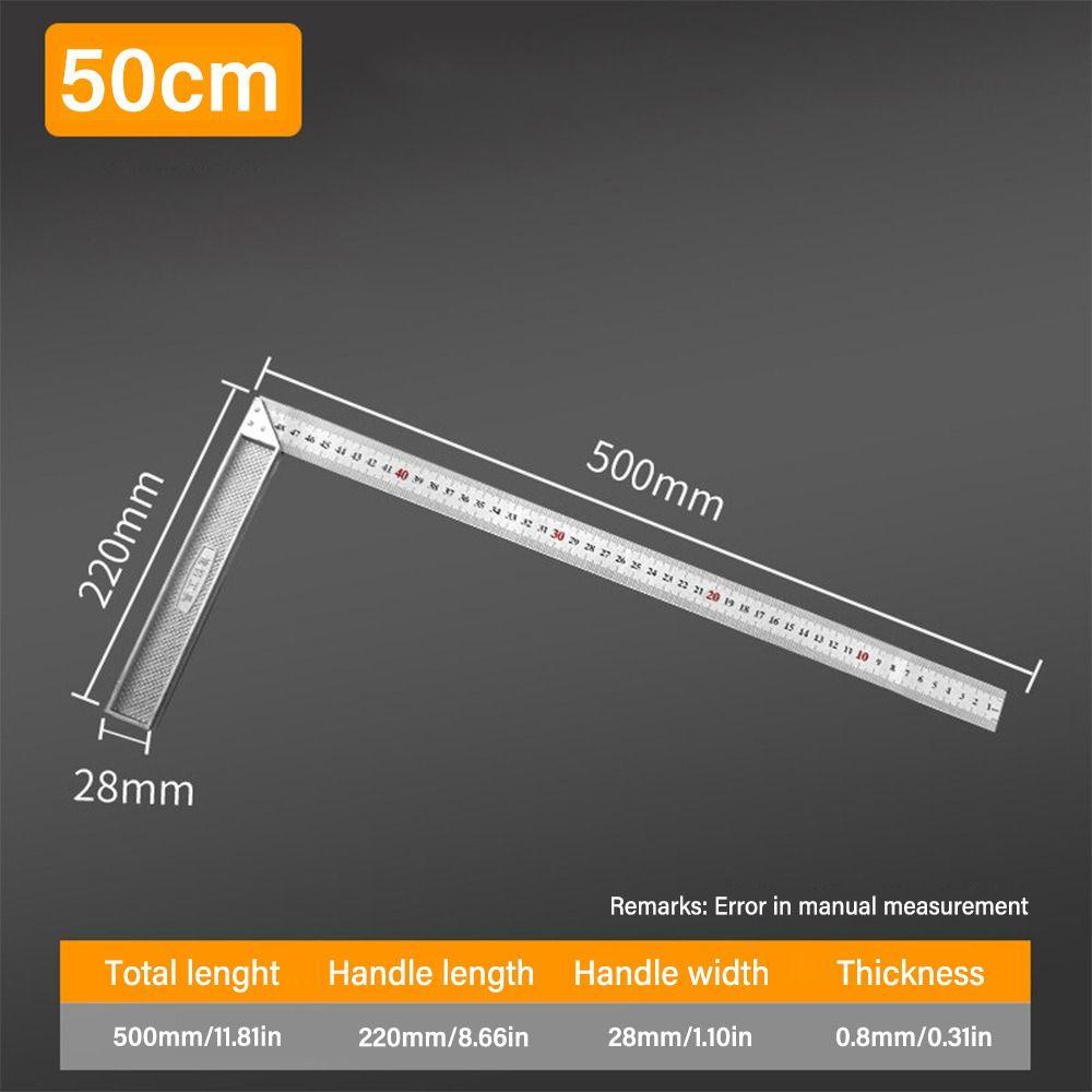 Thước vuông góc ĐƠN GIẢN, Dụng cụ đo 30 / 50CM Đồng hồ đo góc phải, Cân hai mặt bằng thép không gỉ chuyên nghiệp Thước xoay 90 độ Chế biến gỗ