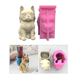 Kra Khuôn Silicon Độc Đáo 3D Khuôn Hoa Dễ Thương Hình Chó Bút Giá Đỡ Khuôn Cho DIY Cây mọng Nước Và Đựng Bút