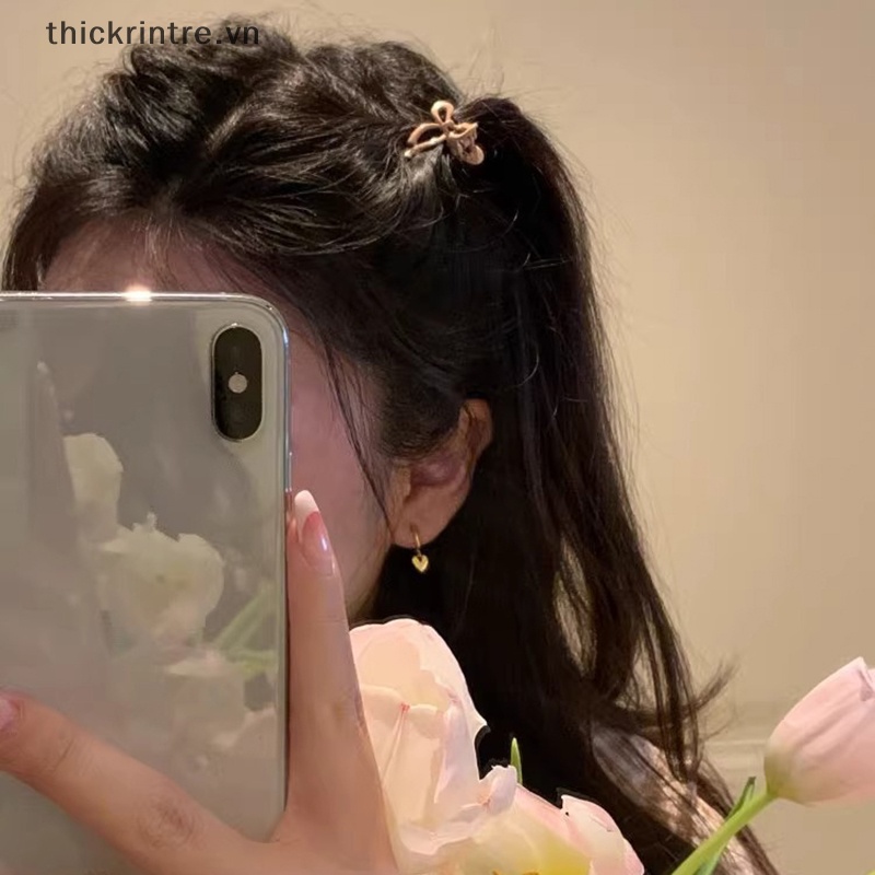 THI Phong Cách Hàn Quốc Màu Trơn Nơ Thiết Kế Hợp Kim Vuốt Tóc Hợp Thời Trang Barrettes Kẹp Bên Cô Gái Phụ Kiện Tóc Mũ Đội Đầu VN