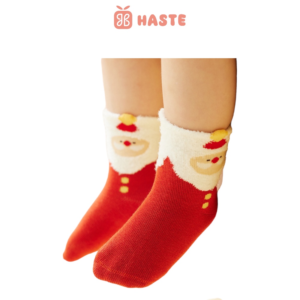 Set 4 Đôi Tất Vớ Em Bé Cotton Mềm Mịn Thấm Hút Tốt Họa Tiết Noel Giáng Sinh Đáng Yêu Haste