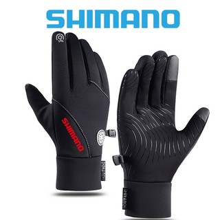 Mới Shimano Mùa Thu Ngoài Trời Nam Găng Tay Câu Cá Chống Thấm Nước Màn Hình Cảm Ứng Dày Plus Lông Cừu Chống Trơn Trượt Full Ngón Tay Găng Tay Câu Cá Nam