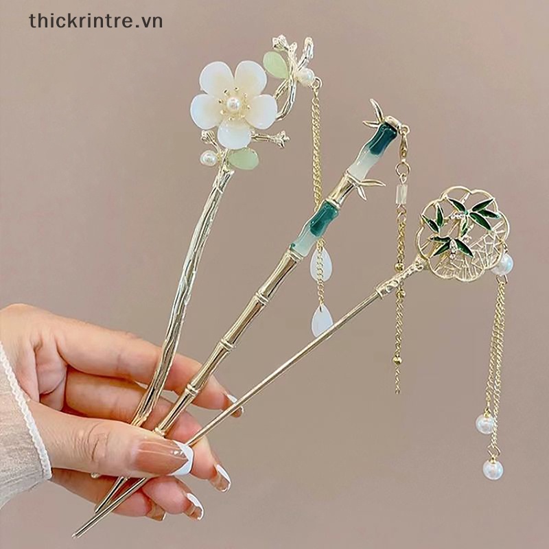 THI Cổ Điển Trung Quốc Tóc Dính Chân Nữ Ngôi Sao Hoa Tươi Handmade Kẹp Tóc Quyến Rũ Trang Sức Phụ Kiện Tóc Đồ Trang Trí VN