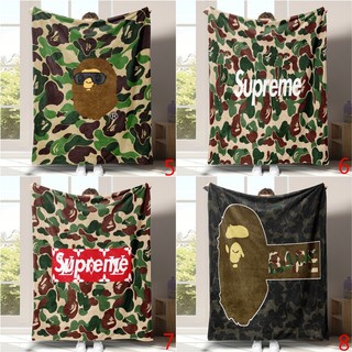 Tắm Ape Flannel Chăn BAPE Sofa Chăn Quà Tặng Thiết Thực Cho Gia Đình Một Mặt In Flannel Chăn Điều Hòa Không Khí Chăn Văn Phòng Ngủ Chăn