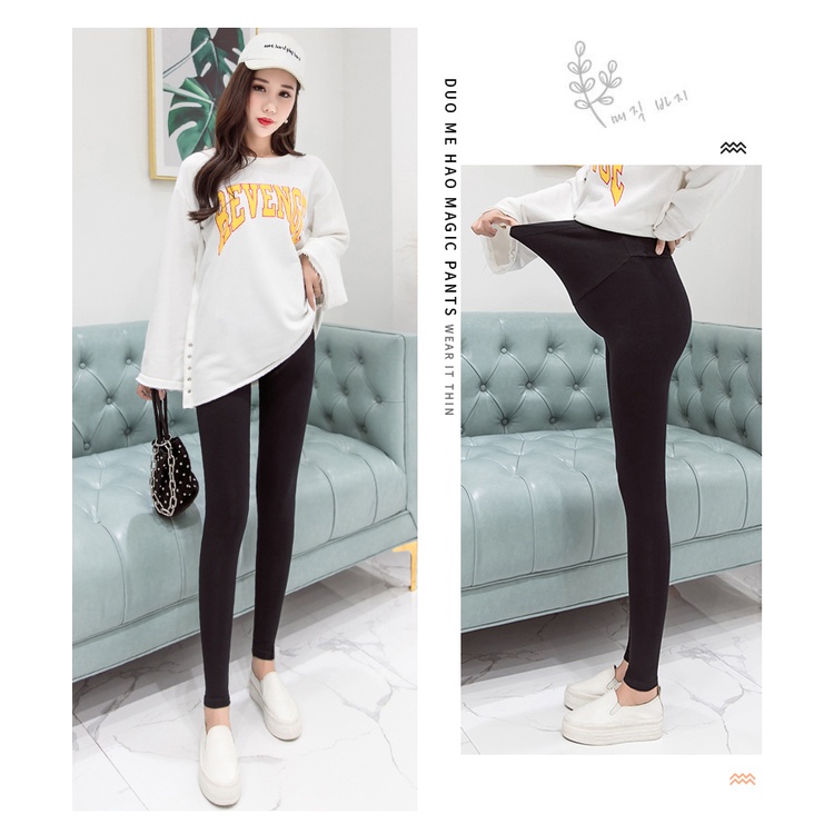 Quần Legging Lưng Cao Màu Trơn Thời Trang Thu Đông Cho Mẹ Bầu