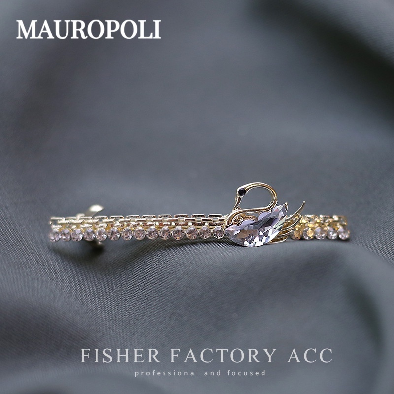 Mauropoli Kẹp tóc thiên nga nữ đính kim cương, sang trọng, cao cấp, phụ kiện tóc thời trang, kẹp đuôi ngựa/bên