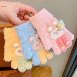 [Pcwkkef] 1 Cặp Găng Tay Dệt Kim Sang Trọng Hoạt Hình Dễ Thương Cho Trẻ Em Mùa Đông Ngoài Trời Ấm Áp Dày Chống Gió Găng Tay Cho Bé 1-5 Tuổi Găng Tay Full Ngón Mới