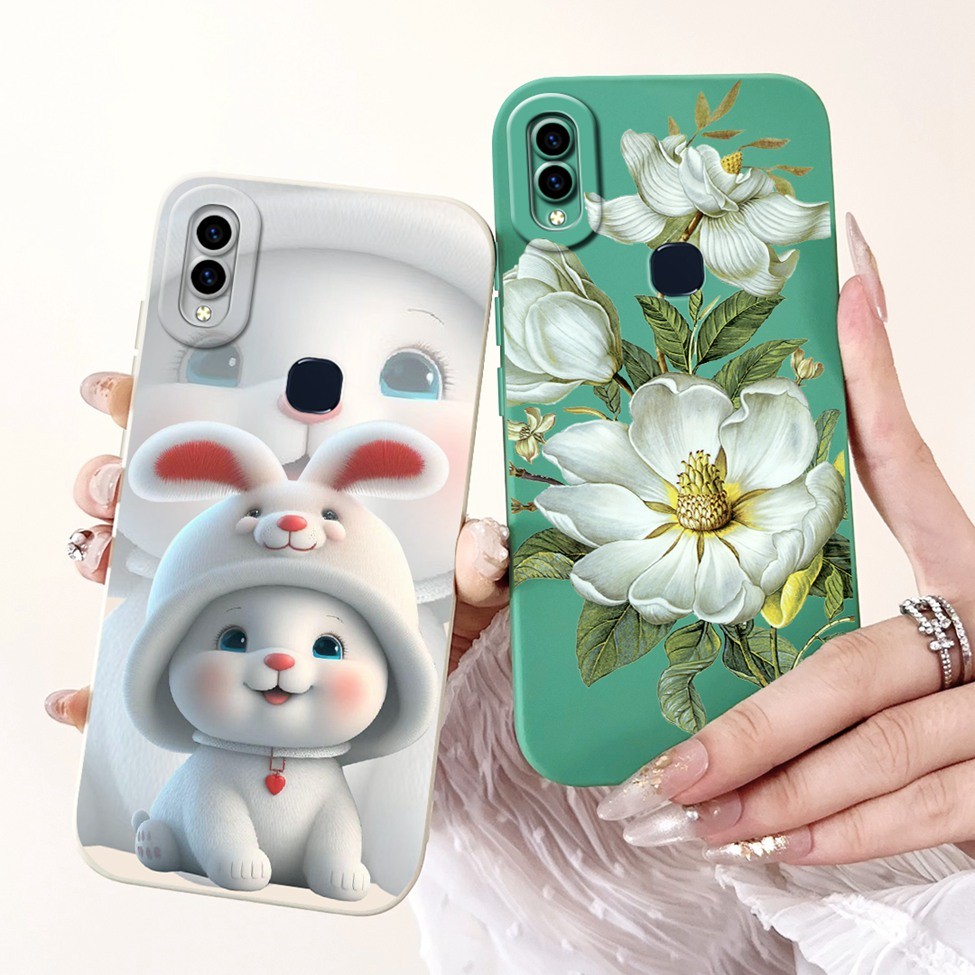 Ốp lưng Vivo V11i 1806 Y97 V18183A V18183T Vỏ điện thoại Vivo Y97 Có dấu vân tay Mèo Gấu trúc Thỏ Hoa thời trang Tình yêu