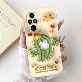 Vỏ Cho Honor 200 5G Vỏ Hoa Phổ Biến Xương Rồng Silicon Mềm Bảo Vệ Ống Kính Vỏ Điện Thoại Cho Honor 200 Pro Honor200 Ốp Lưng