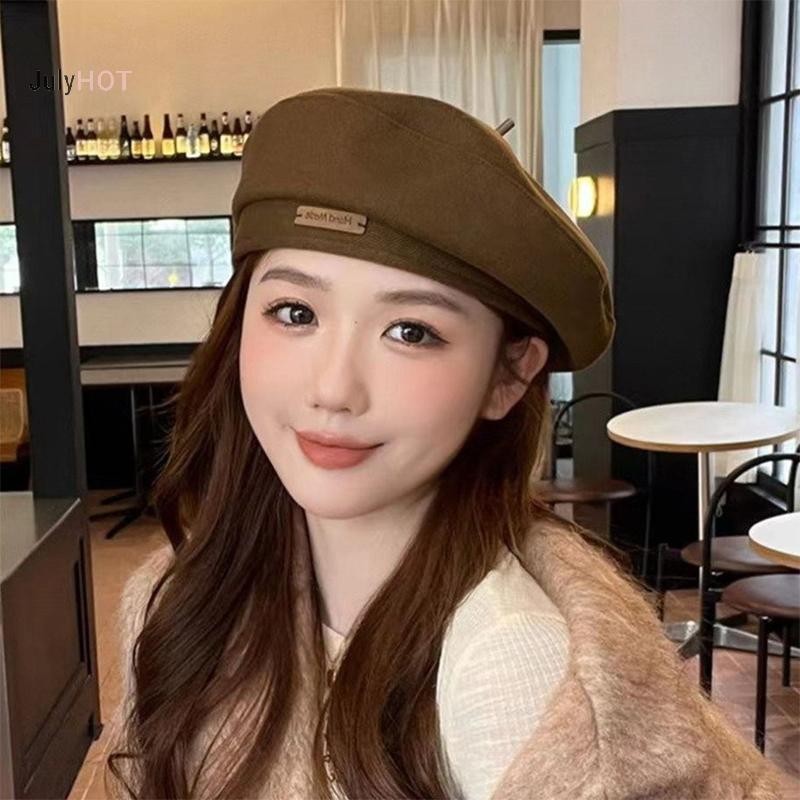 Julyhot Cotton Nữ Mũ Nồi Mùa Đông Mũ Vintage Pháp Kẻ Sọc Top Mũ Họa Sĩ Mũ Thu Đông Đường Phố Hình Bát Giác Mũ Nồi Massivedeals
