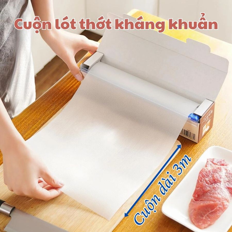 Cuộn Lót Thớt Kháng Khuẩn Dùng Một Lần Chống Trơn Trượt, Thảm Thớt Dùng Một Lần Dài 300cm