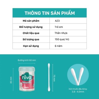 Tăm Bông Niva Hũ Xoay 200 Que Thân Nhựa AH2 Đa Năng Cho Người Lớn Ngoáy Tai, Vệ Sinh, Trang Điểm