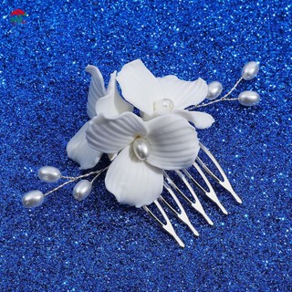 Trang Sức Tóc Lược Tóc Nữ Phong Cách Vintage Handmade Gốm Ngọc Trai Mũ