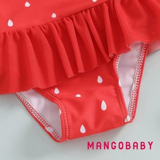 Mg-toddler Đồ Bơi Bé Gái Dễ Thương In Hình Dưa Hấu Không Tay Cổ Vuông Ruffle Bộ Đồ Tắm