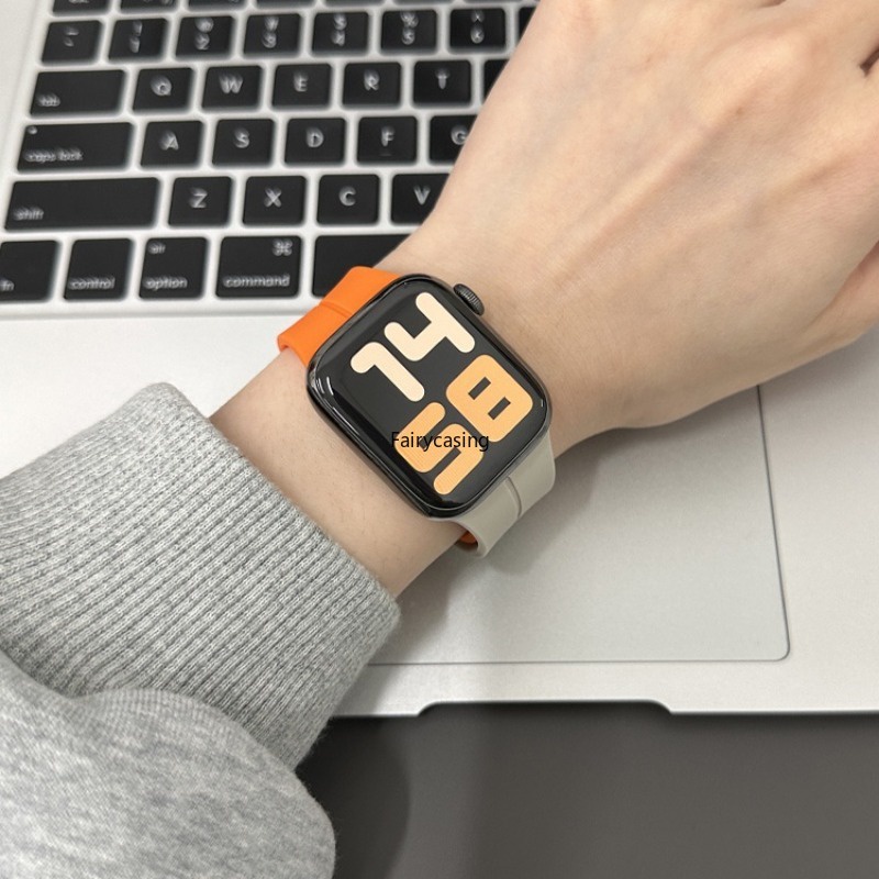 Dây đeo silicon từ tính cho Apple Watch Band 44mm 45mm 49mm 40mm 41mm 42mm 38mm Ultra 3 2 1 Vòng đeo tay thể thao Correa cho iWatch Ultra Series 11 10 9 7 8 Se 6 5 3