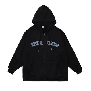 Áo khoác hoodie nam có mũ dây kéo phong cách Mỹ xuân thu hợp thời trang retro đa năng áo khoác thể thao