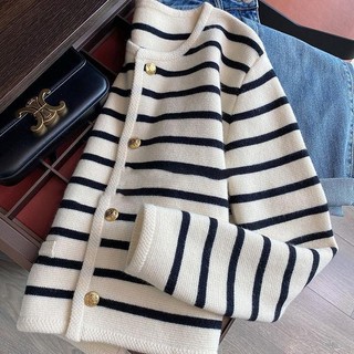 Áo Khoác cardigan Dệt Kim Kẻ Sọc Trắng Đen Thời Trang