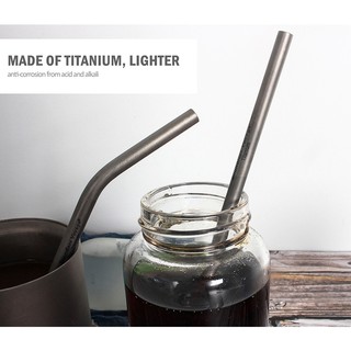 Ống Hút Titan Không Đường May Kèm Cọ Vệ Sinh Ống Hút Thẳng / Cong Có Thể Tái Sử Dụng Cho Trà / Cà Phê / Sữa Chua